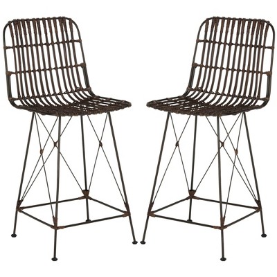 Set of 2 Marino Backless Counter Height Barstool Brown - Safavieh