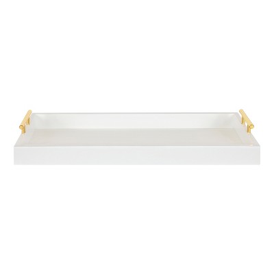 Lipton Sleek White and Gold Rectangular Wood Decorative Tray