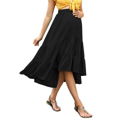 Garvee Maternity Dress Women's High Waist Floral Print Pleated Maxi Skirt Casual Flowy Swing A Line Long Skirts
