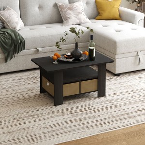HOMLUX 31" Coffee Table Modern Living Room Furniture with Storage Bin Drawer & Open Shelf - 1 of 4