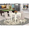 HomeStock 5-Piece Linen White Finish Solid Wood Top Dining Table with 4-Parson Chair with Drop Leaf - 2 of 4