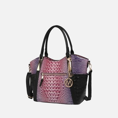 MKF Collection Janise Tote Bag with Croc Embossed Ombre Design and Gold Tone Hardware by Mia K