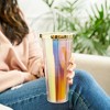 Blush Iridescent Cute Drink Tumbler | Reusable, Leak-Proof, Travel, Clear Plastic, Slim, Iced Coffee Cup with Seal, Screw-On-Lid, and Straw, 24oz - 2 of 4