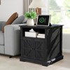 MUUEGM 24" Nightstand with Charging Station, Farmhouse End Table with 2 Drawers & Adjustable Shelf, Solid Wood Legs Bedside Table - 2 of 4