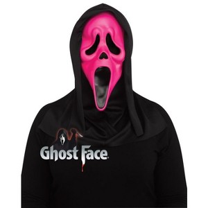 Fun World Ghost Face Halloween Mask – Pink Fluorescent Glow in the Dark Scary Mask for Costume, Trick or Treat, Cosplay, Horror Props - 1 of 1