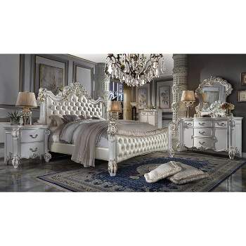 100"California King Bed Vendome Bed PU & Antique Pearl Finish - Acme Furniture