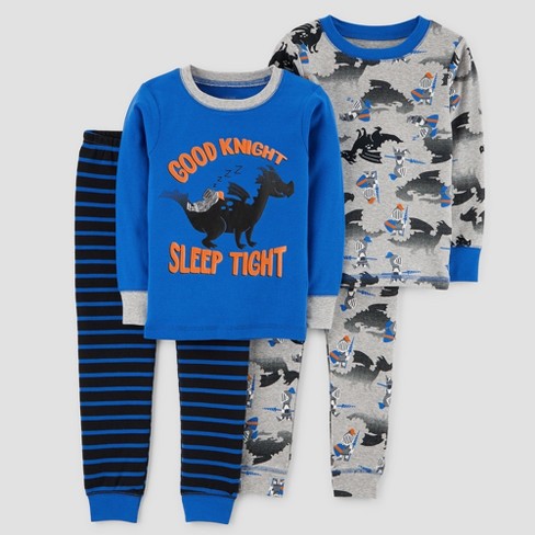 Toddler Boys 4pc Good Knight Long Sleeve Pajama Set Just e You