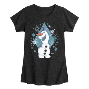 Girls' - Frozen - Olaf Winter Snowflakes Fitted Short Sleeve Graphic T-Shirt - 1 of 4