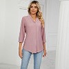 Coolmee Womens 3/4 Long Sleeve V-Neck Tops Fashion Loose Eyelet T-Shirts Casual Dressy Tunic Blouses - 2 of 4