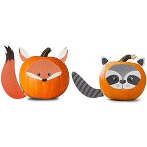 Decorae Halloween Pumpkin Decorating Kit Woodland Friends Set; 8 Metal Fall Pumpkin Decorating, Fox and Raccoon - 1 of 4