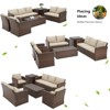 COWLOWN 7 Piece Outdoor Patio Furniture Sets with Two Storage Boxes, Brown Rattan and Beige Cushions, Outdoor Conversation Set for Garden and Deck - 4 of 4
