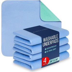Hoey 4-Pack 36" x 34" Extra Absorbency Washable Waterproof Underpads – Reusable Incontinence Bed Pads and Mattress Protector - 1 of 4