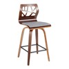 26" Mid-Century Modern Fixed-Height Counter Stool with Curved Backrest and Upholstered Seat (Set of 2) - 2 of 4