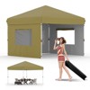 10'x10' Khaki Pop Up Canopy Tent with 3 Sidewalls, Waterproof UV-Resistant Gazebo, Easy-Up Portable Sun Shade Shelter for Parties, Camping, Backyard - 2 of 4