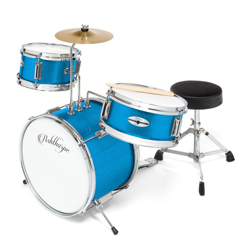 Ashthorpe 3-Piece Complete Junior Drum Set - Beginner Drum Kit with Drummer's Throne, 1 of 8