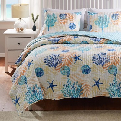 Aqua Coastal King Size Quilted Pillow Sham