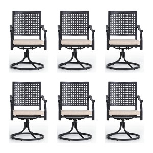 Captiva Designs Outdoor Patio Dining Swivel Steel Chairs with Thick Cushions - 1 of 4