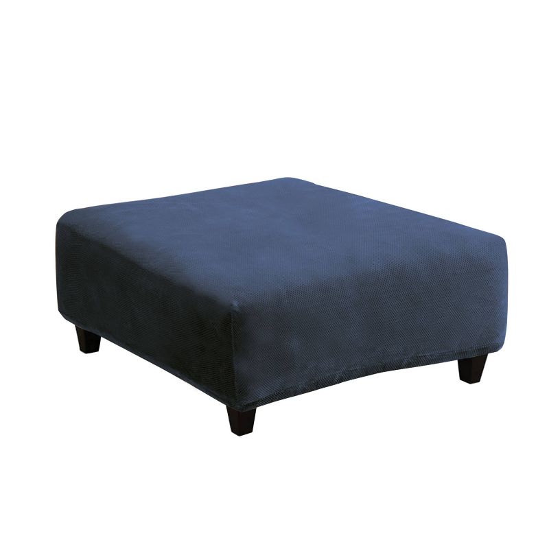 Stretch Pique Square Ottoman Slipcover Navy - Sure Fit, 3 of 5