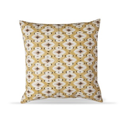 tagltd 22"x22" Diamond Block Print Cotton Accent Decorative Throw Pillow Poly Filled Removable Insert Square Yellow