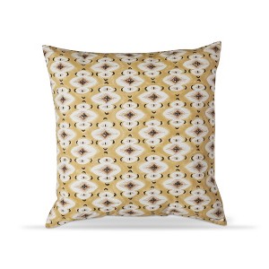 tagltd 22"x22" Diamond Block Print Cotton Accent Decorative Throw Pillow Poly Filled Removable Insert Square Yellow - 1 of 2