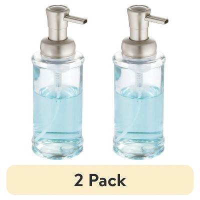LunaLulinlk (2 pack) Glass Foaming Soap Pump, 3" x 3" x 8.3", 12 oz, Clear