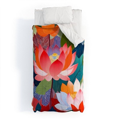 Deny Designs 2pc Twin/Twin XL 83 Oranges The Enchanted Lotus Garden Comforter and Sham Set