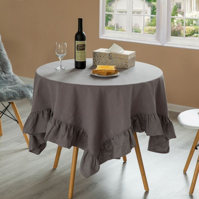 Deerlux 100% Pure Linen Washable Tablecloth with Ruffle Trim, 2 of 7