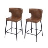 DOMETOUR 28 inch Counter Height Bar Stools Set of 2 Modern Bar Upholstered Chair with PU Leather Metal Footrest for Kitchen Island - 2 of 4