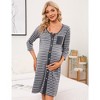 WhizMax Mothers Day Gifts Maternity Nightgown Women's 3/4 Sleeve Striped Nursing Sleepshirt Full Button Breastfeeding Sleep Dress - 2 of 4