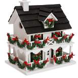 Home & Garden Colonial Cottage Birdhouse  -  One Birdhouse 11.25 Inches -  Christmas Led Lighted  -  Phe900  -  Wood  -  White