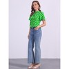 INSPIRE CHIC Women's Polka Dots Stand Collar Pleat Keyhole Back Short Flare Sleeve Tops - 2 of 4