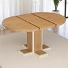 Extendable Oval Dining Table with 16" Leaf, 42"-58" Round Solid Wood Table for 6, Pedestal Table with Double Layer Design for Kitchen or Dining Room - 4 of 4
