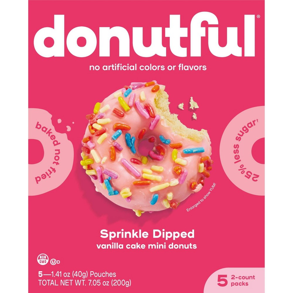 Donutful Pink Dipped Sprinkle Mini Donuts - 7.05oz/10ct