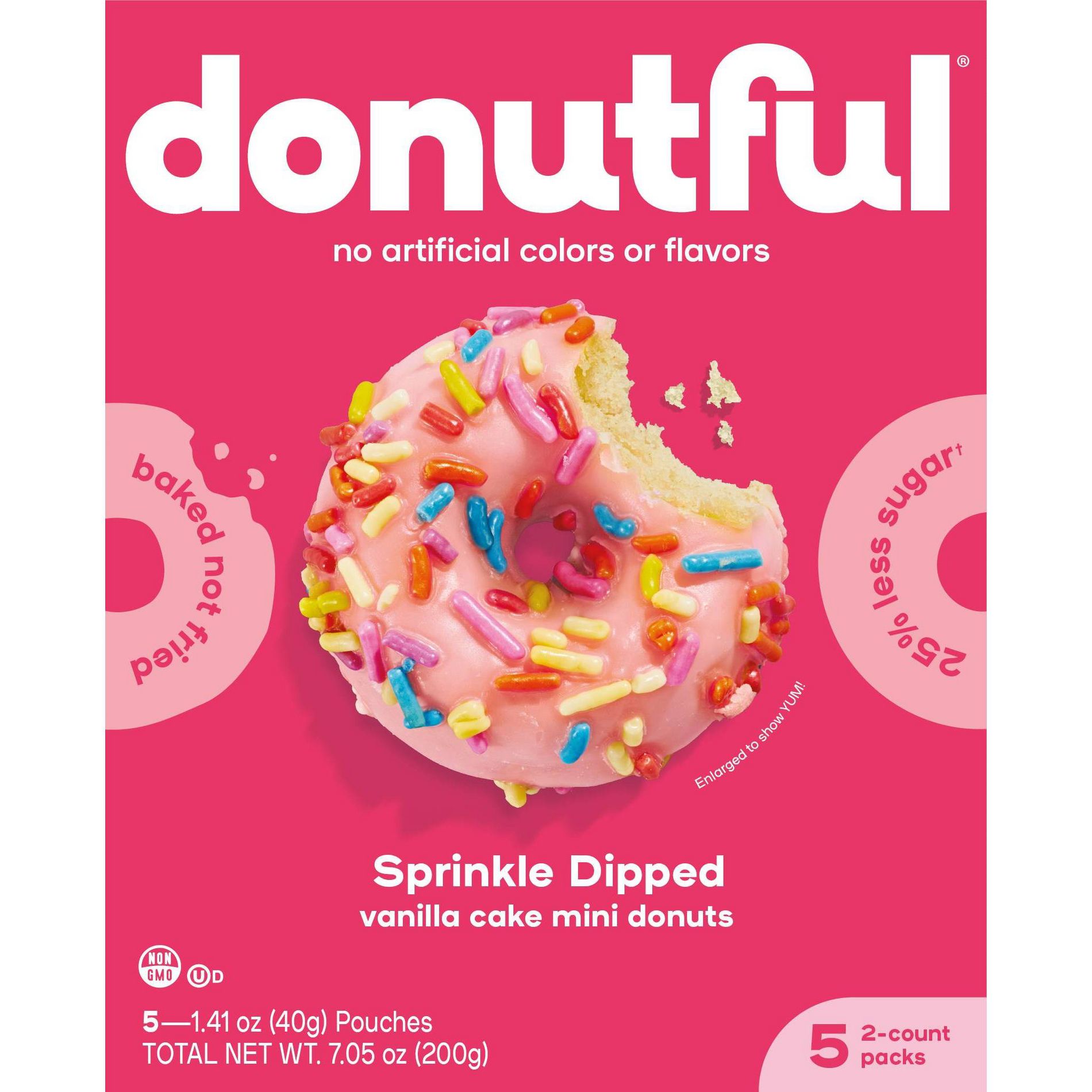 Donutful Pink Dipped Sprinkle Mini Donuts - 7.05oz/10ct