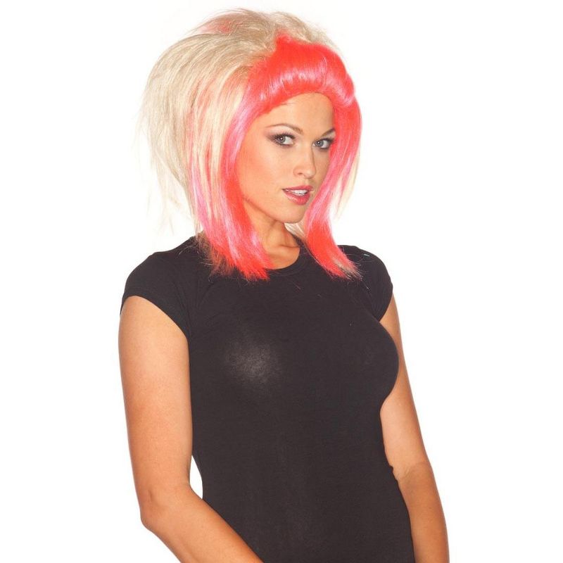 Love of Rock Pink/Blonde Adult Costume Wig, 1 of 2