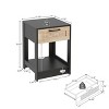 GustoWave Mid Century Modern Rattan Nightstand with Drawer and Open Shelf, Wooden End Table for Bedroom, Living Room, Office - 2 of 4