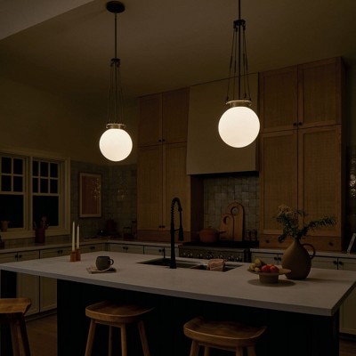 Albers Champagne Bronze 10.5" Globe Pendant with Opal Glass Shade