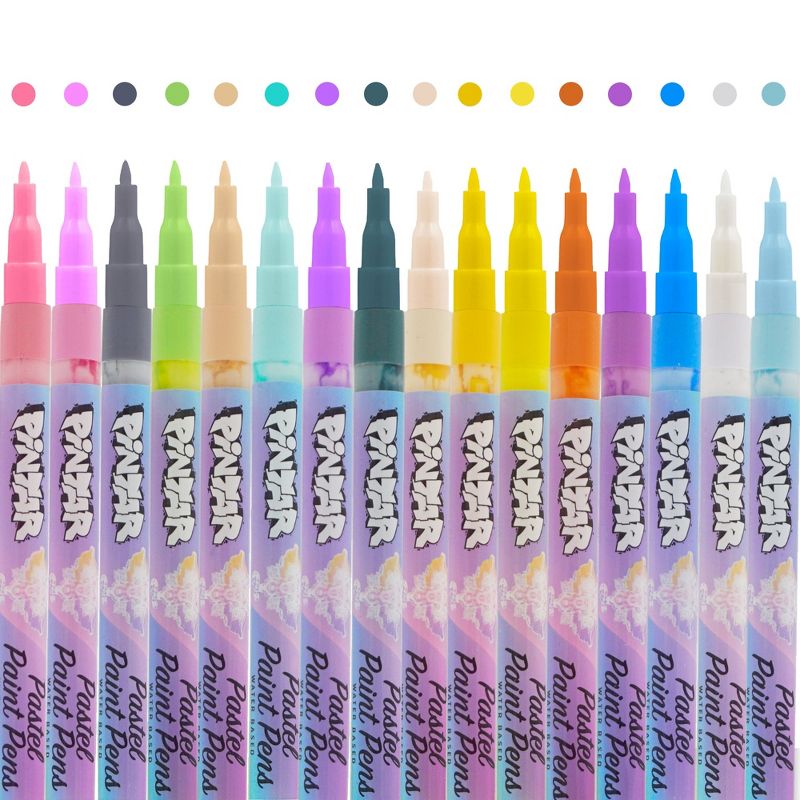 Pintar Acrylic Pastel Paint Pens - 0.7mm Ultra Fine Tips, 16 Vibrant, Glossy, Water-based Acrylic Paint Pens, Rocks, Glass, Ceramic, Plastic & Canvas, 1 of 10