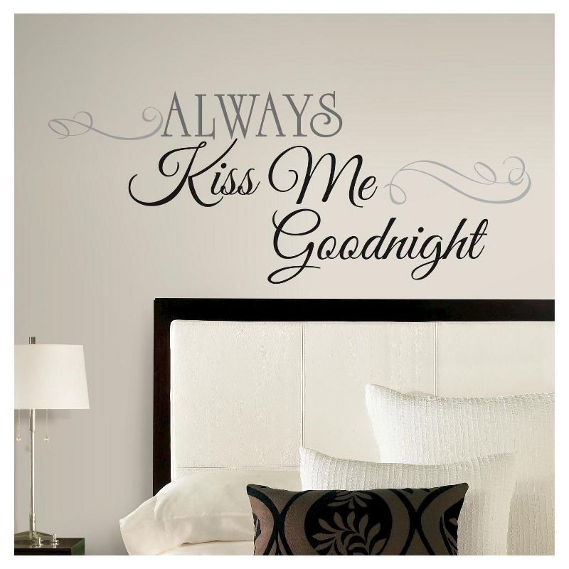 ALWAYS KISS ME GOODNIGHT Peel and Stick Wall Decal Black - ROOMMATES, 1 of 11