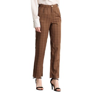INSPIRE CHIC Women's Plaid Elastic Waist Casual Work Office Long Pants - 1 of 4