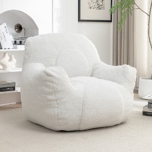 Lyngins Large Faux Fur Bean Bag Chair, Ergonomic Lazy Chair with Memory Foam, No-Assembly Fluffy Accent Chair, Single Sofa Chair for Adults - 1 of 4