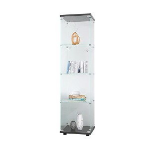 Glass Display Cabinet With Lockable Doors 4 Shelves Floor Standing Storage Case - 1 of 4