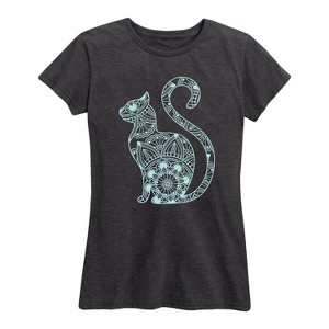 Women's - Instant Message - Decorative Cat Short Sleeve Graphic T-Shirt - 1 of 4
