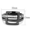 Slickblue Women's Ring, Light Black, Geometric Square Top, Clear CZ Side Stones, IP Gun Finish, Stainless Steel, 5–10 - 2 of 4
