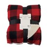 Hudson Home Collection Home Mink Blanket with Faux Shearling Back, Buffalo Plaid Faux Shearling - 2 of 2