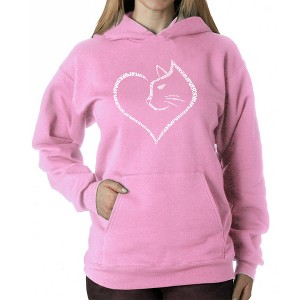 LA Pop Art Cat Heart - Women's Word Art Hooded Sweatshirt - 1 of 4