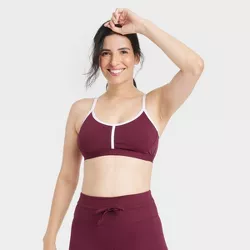 Women's Light Support Simplicity Striped Sports Bra - All in Motion™ Dark Red S