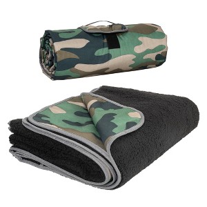 Tirrinia Large Waterproof Outdoor Blanket, Fleece Warm Windproof Camping Blanket for Stadium Beach Football Concerts Car - 1 of 4