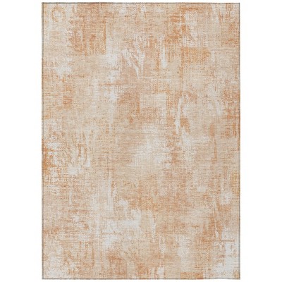 Coral Peach And Ivory Abstract Washable Indoor Outdoor Area Rug
