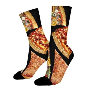 Black Pizza Women Printed Crew Socks Funny Funky Socks Soft Polyester Novelty Gifts for Artists Men - 1 of 1